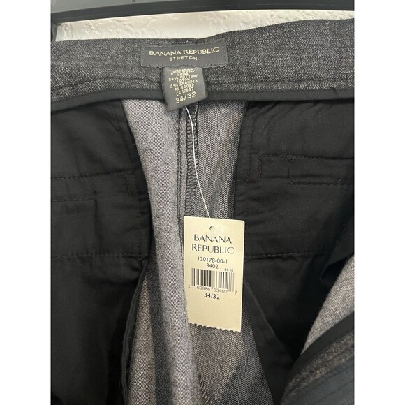 Banana Republic Dress Chino Pants Men's Sz 34/32 Grey Wool Trousers Straight Leg - Picture 6 of 7